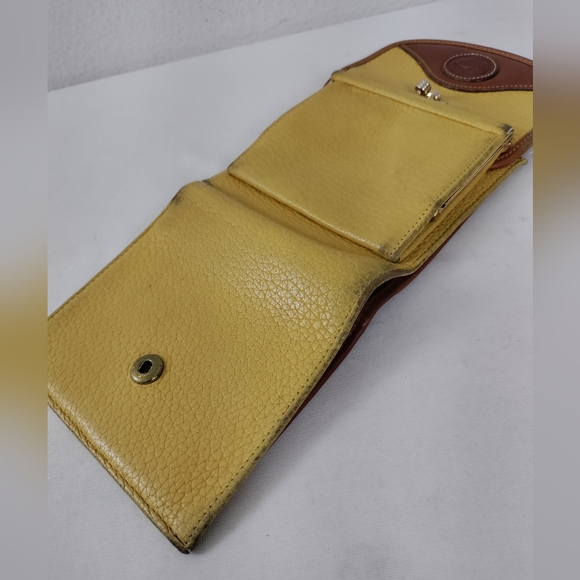Dooney & Bourke Vintage AWL Mustard & British Tan Trifold Wallet - Picture 15 of 15
